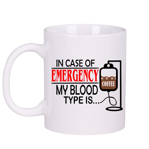 Blood Type is Coffee Funny Coffee Lovers White Ceramic 11oz Coffee Mug Gift Set - Inspire Me Positive