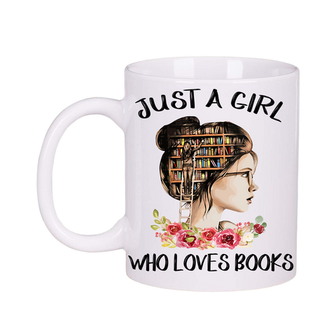 Just a Girl Who Loves Books Coffee Book Lovers Coffee Tea Mug Gift Set - Inspire Me Positive