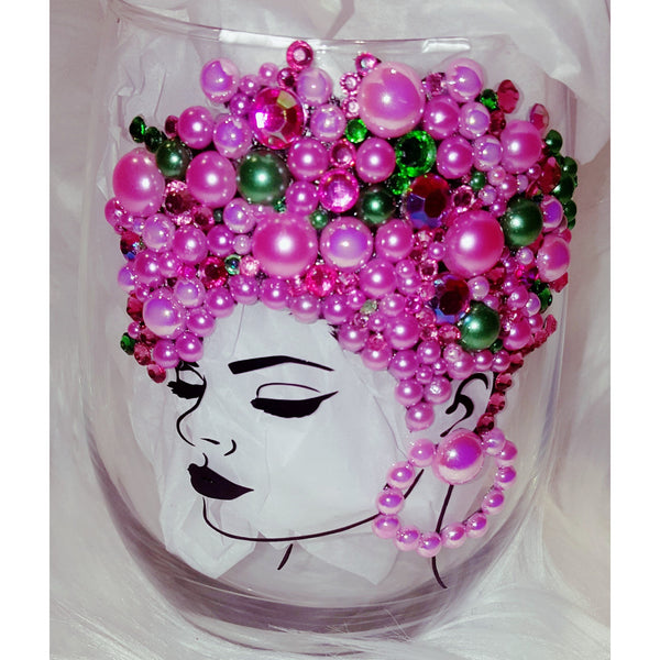 Pink and Green Wine Glass - Inspire Me Positive, LLC
