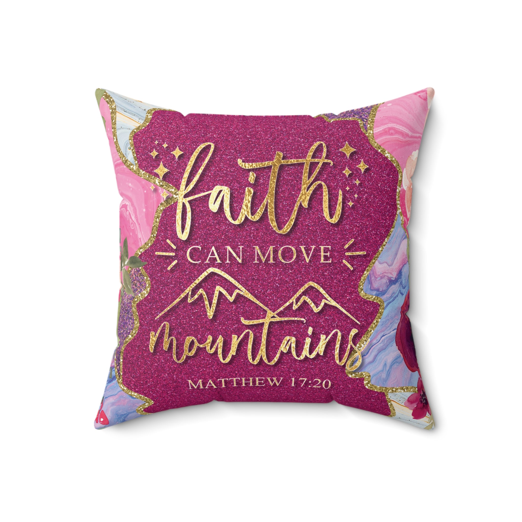 Faith Can Move Mountains Christian Faith Accent Throw Pillow