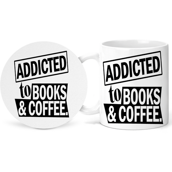 Addicted to Books and Coffee Book and Coffee Lovers Mug Inspire Me Positive