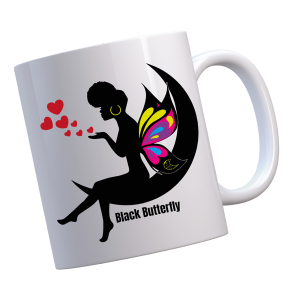 Black Fairy Butterfly Black Girl Magic Inspirational Coffee Tea Mug Gift Set - Inspire Me Positive