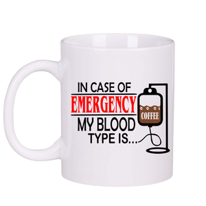 Blood Type is Coffee Funny Coffee Lovers White Ceramic 11oz Coffee Mug Gift Set - Inspire Me Positive