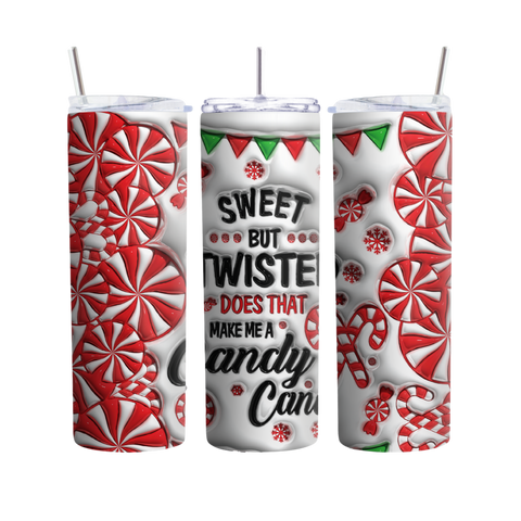 Inspire Me Positive Peppermint Candy Cane Christmas Tumbler, Red and White Holiday Cup, Festive Seasonal Drinkware, Perfect for Winter Celebrations