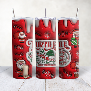 North Pole Red Christmas 20oz Tumbler, Stainless Steel Holiday Drinkware, Ideal Family Gift for Festive Season
