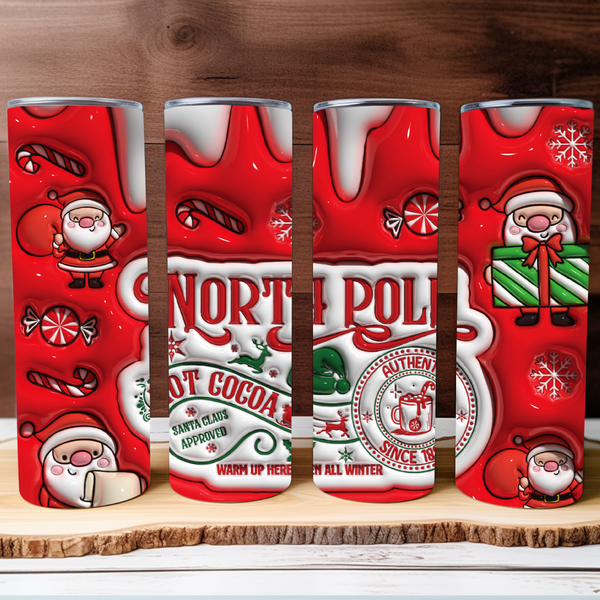 North Pole Red Christmas 20oz Tumbler, Stainless Steel Holiday Drinkware, Ideal Family Gift for Festive Season