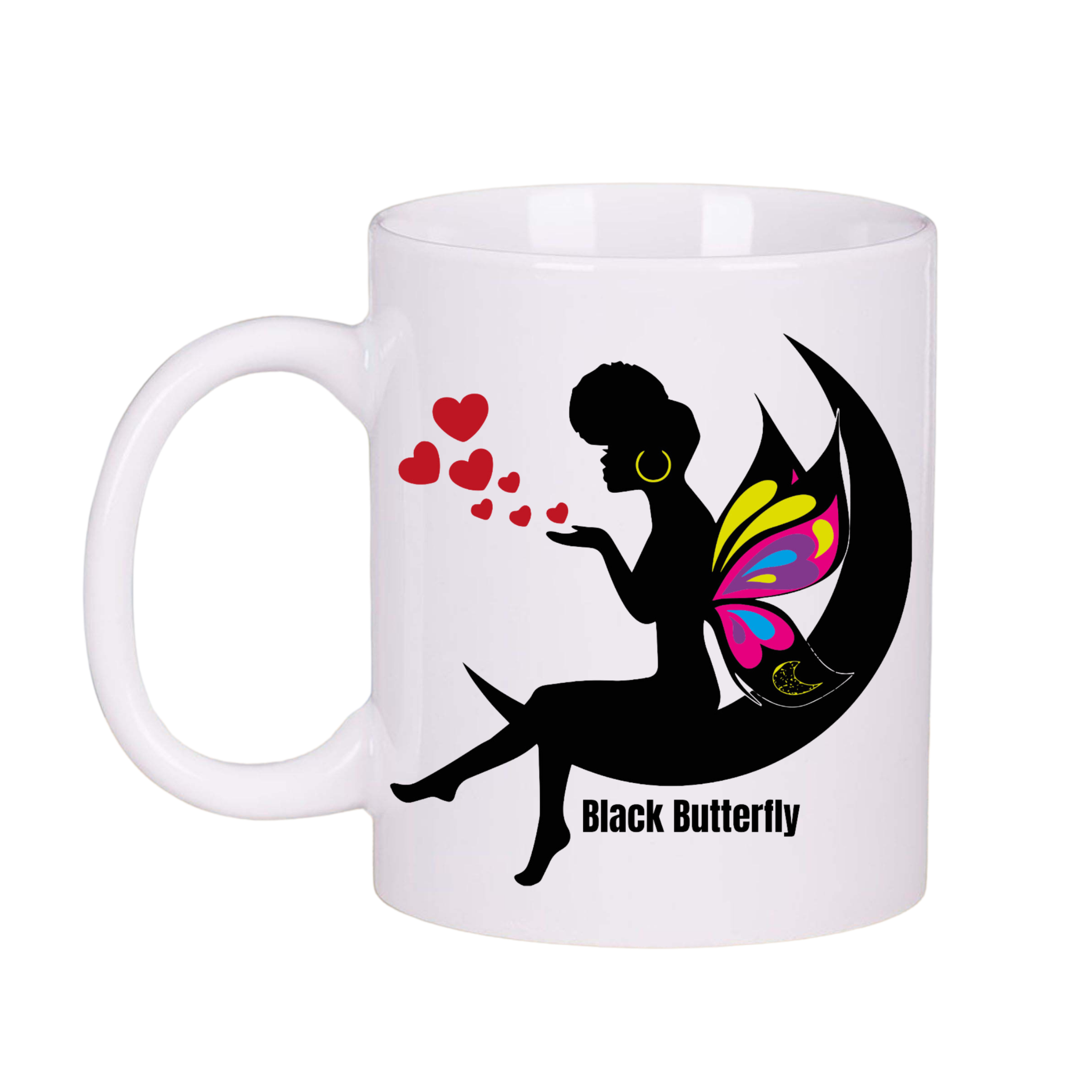 Black Fairy Butterfly Black Girl Magic Inspirational Coffee Tea Mug Gift Set - Inspire Me Positive
