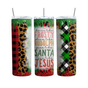 Frosty & Jesus Themed 20oz Tumbler, Perfect Family Christmas Gift, Holiday Rudolph Inspired Cup