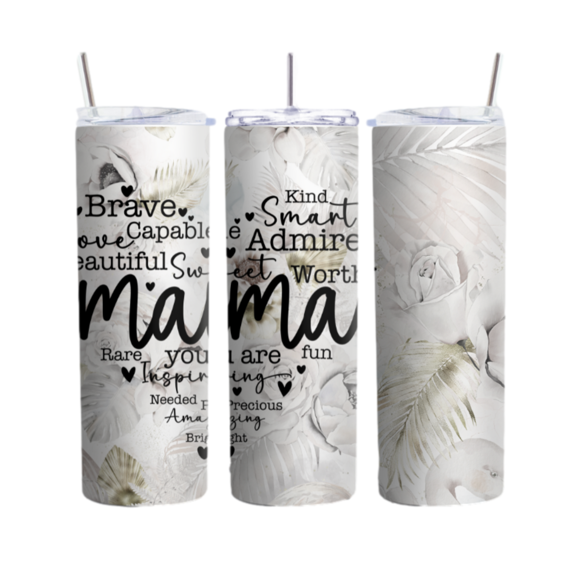 Mama Floral White Tumbler Gift 197094450078