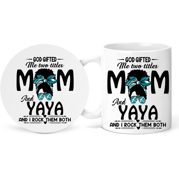 Mom Yaya Inspirational Appreciation Gift Mug and Coaster Set - Inspire Me Positive