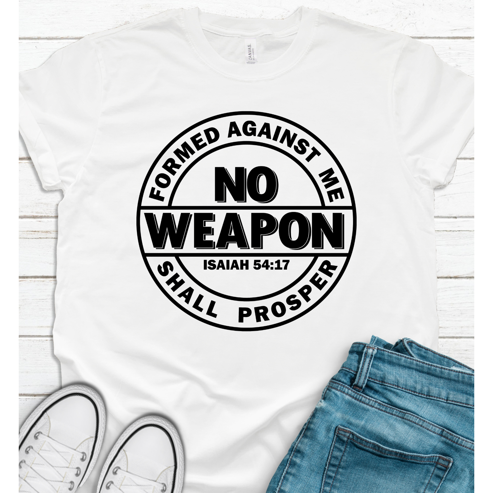 No Weapon Formed Shall Prosper Christian Faith T-shirt197094449546