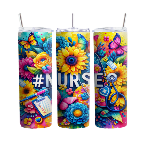 Nurse Appreciation Floral 20oz Tumbler - Unique Nurse Gift, Insulated Drinkware, Healthcare Worker Thank You Present Inspire Me Positive