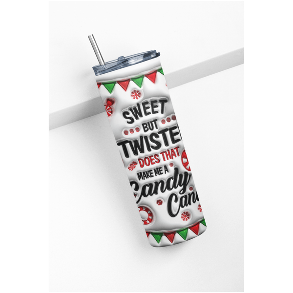 Inspire Me Positive Peppermint Candy Cane Christmas Tumbler, Red and White Holiday Cup, Festive Seasonal Drinkware, Perfect for Winter Celebrations