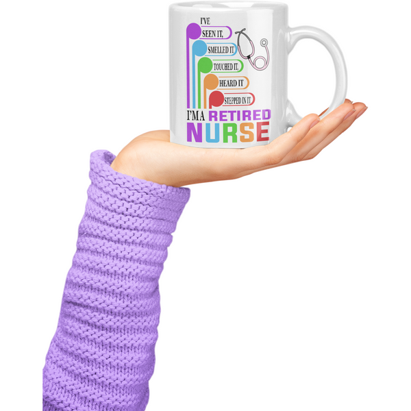 Retired Nurse Appreciation Gift White Ceramic 11 oz Mug and Coaster Set - Inspire Me Positive