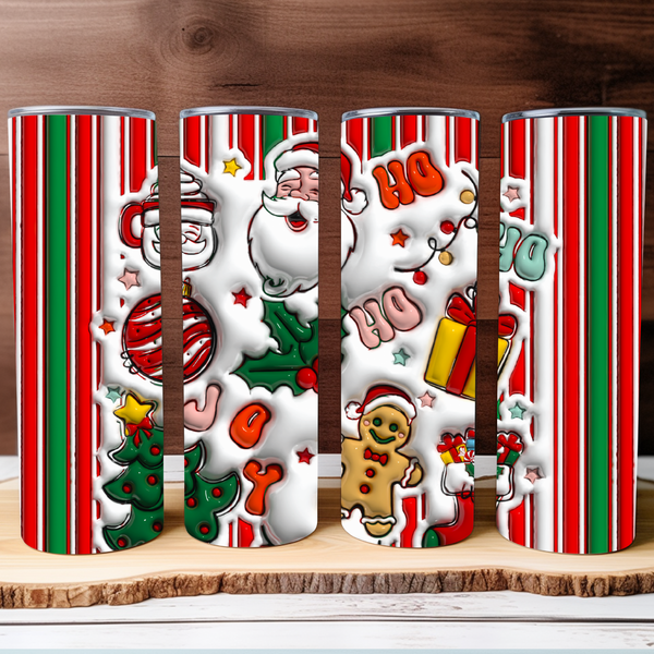 Santa Candy Cane Christmas 20oz Tumbler, Festive Holiday Drinkware, Perfect Family Gift for Seasonal Cheer