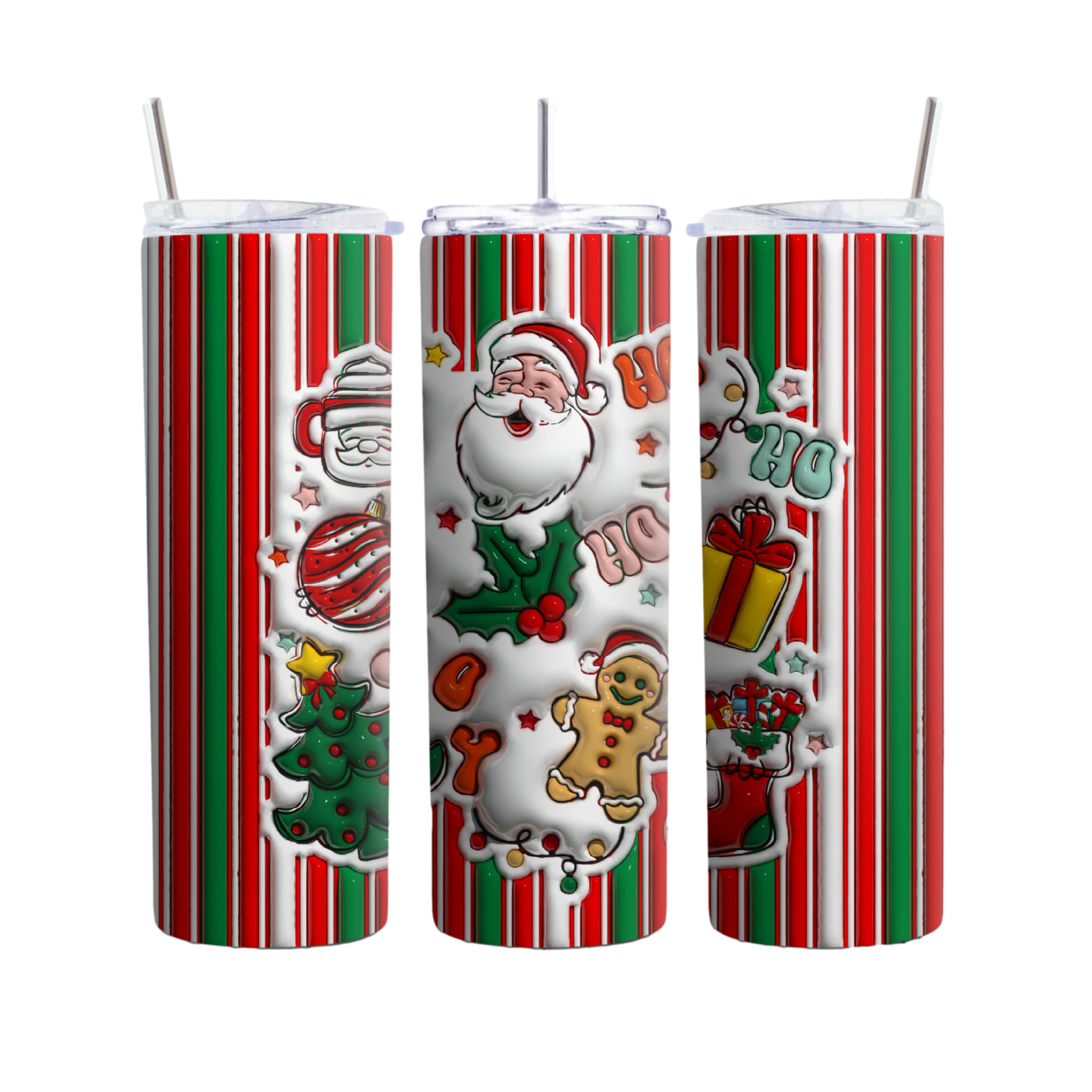 Inspire Me Positive Santa Candy Cane Christmas 20oz Tumbler, Festive Holiday Drinkware, Perfect Family Gift for Seasonal Cheer