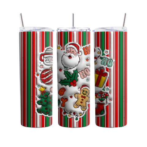 Inspire Me Positive Santa Candy Cane Christmas 20oz Tumbler, Festive Holiday Drinkware, Perfect Family Gift for Seasonal Cheer