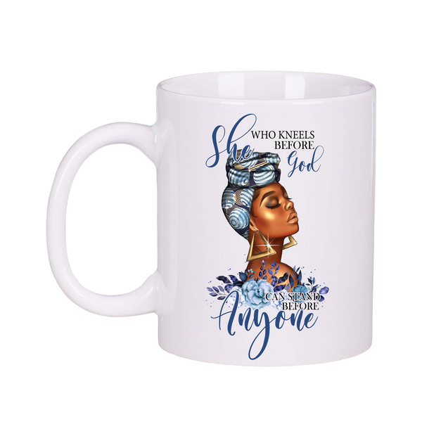 She Who Kneels Before God Christian Faith Inspiration Coffee Tea Mug Set - Inspire Me Positive