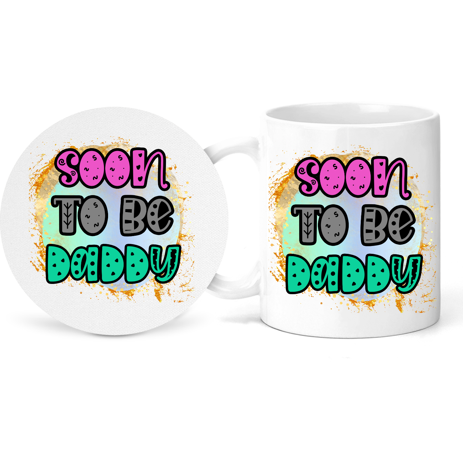 Soon To Be Daddy Father's Day Birthday New Dad Gift Mug Coaster Set - Inspire Me Positive