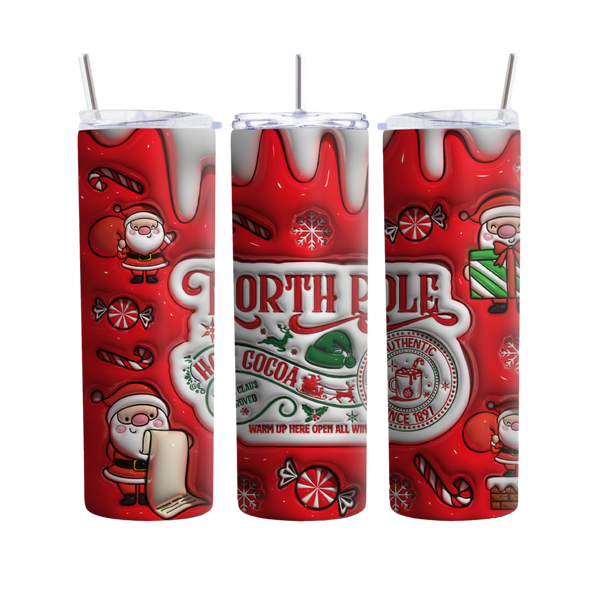 Inspire Me Positive North Pole Red Christmas 20oz Tumbler, Stainless Steel Holiday Drinkware, Ideal Family Gift for Festive Season