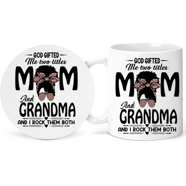 Mom and Grandma Inspirational Appreciation Gift Mug and Coaster Set - Inspire Me Positive