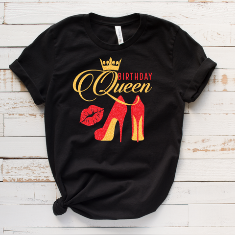 Birthday Queen T-Shirt Birthday Glitter Shirt - Inspire Me Positive