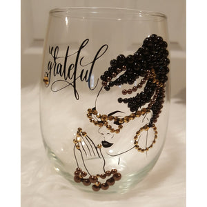 Black and Brown Stemless Wine Glass - Inspire Me Positive, LLC
