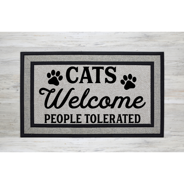 Cats Welcome People Tolerated Door Mat - Inspire Me Positive