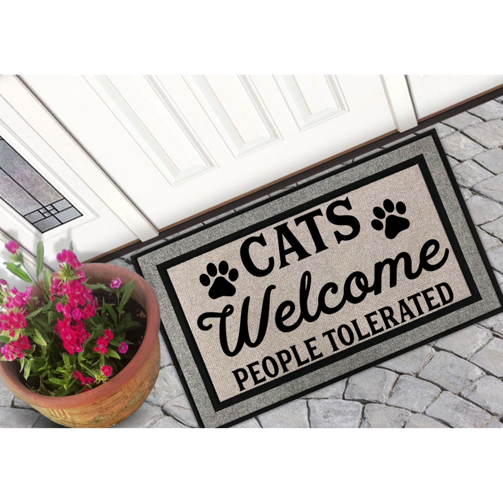 Bless international Scaredy Cats Are Welcome Kitchen Mat