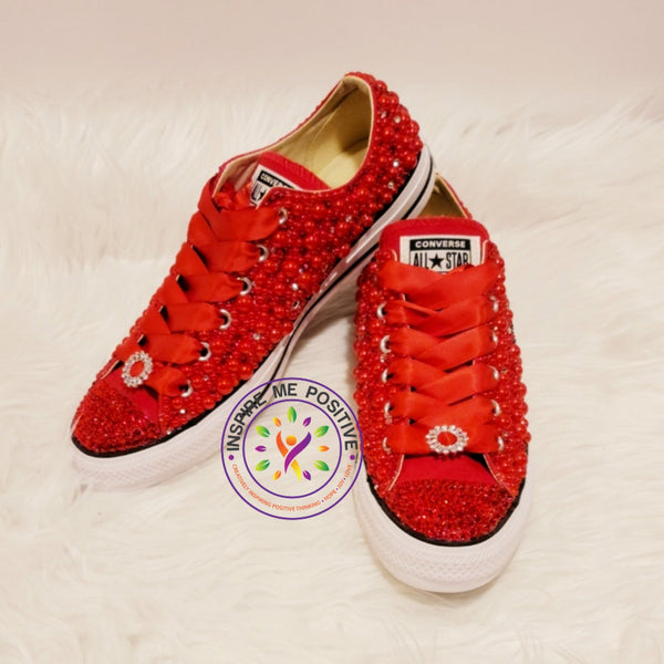 Converse Red Bling Shoes