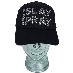I Slay, I Pray Black Cap with Rhinestone Bling, Inspirational