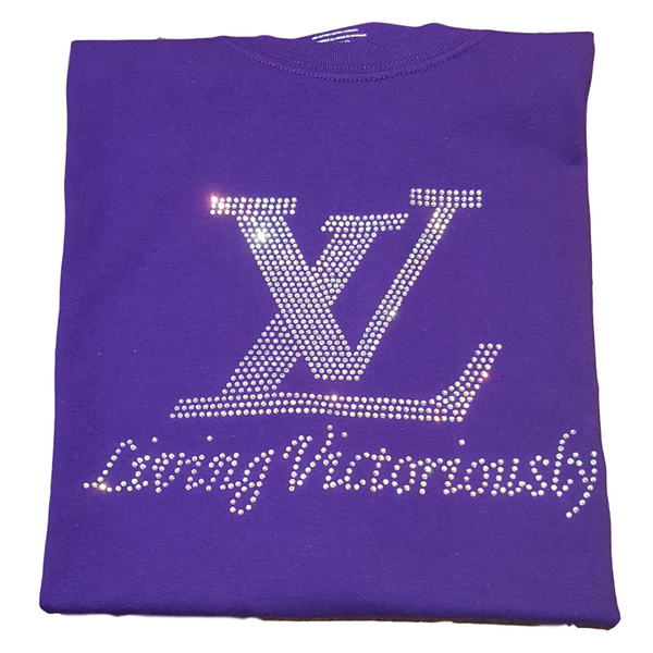Living Victoriously Bling Rhinestone T-Shirt - Inspire Me Positive, LLC