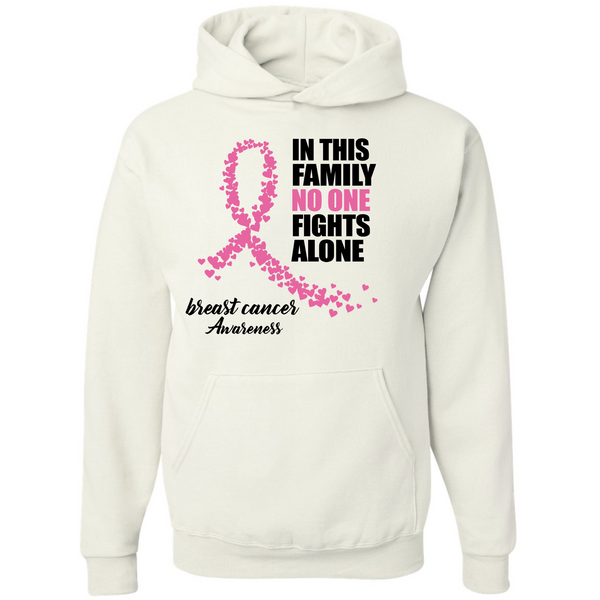 No One Fights Alone Breast Cancer Awareness White Hoodie - Inspire Me Positive