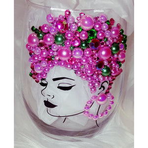 Pink and Green Wine Glass