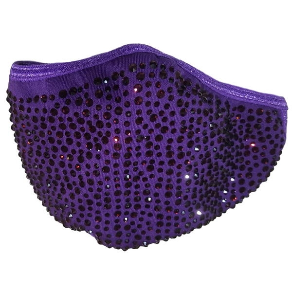 Purple Bling Rhinestone Face Mask with Filter - Inspire Me Positive, LLC