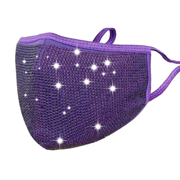Purple Bling Rhinestone Face Mask with Filter - Inspire Me Positive, LLC