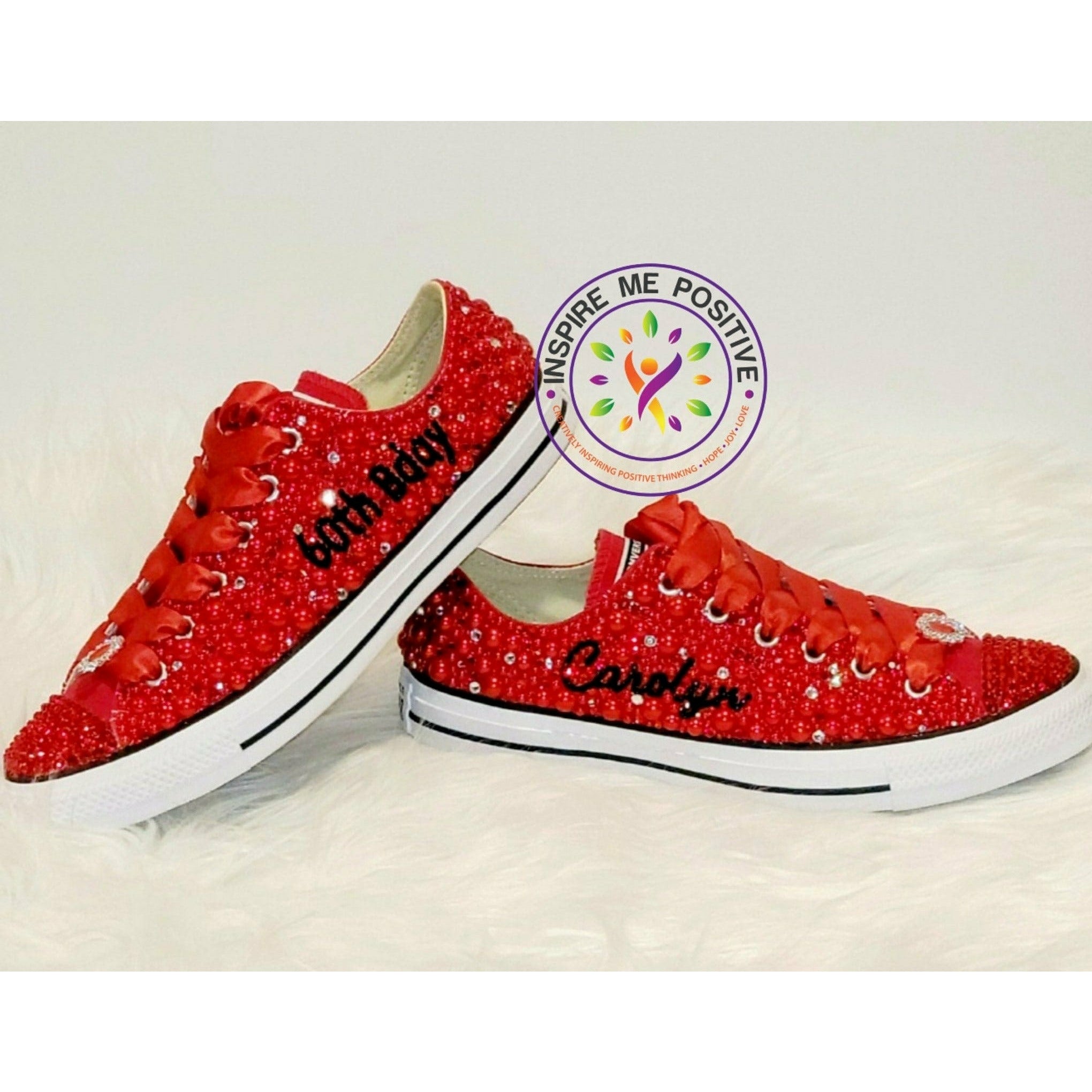 Red Bling Low Top Converse