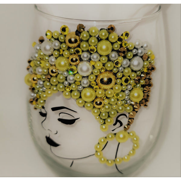 Yellow and Gold Wine Glass - Inspire Me Positive, LLC