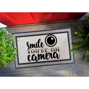 Smile You're On Camera Doormat - Inspire Me Positive