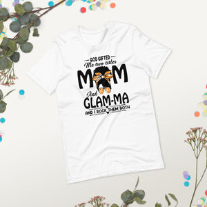Mother's Day Glam-Ma Mom Messy Bun T-shirt